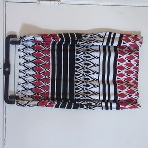 Chico's 3 Red, Black, and White Geometric Pull-on Skirt XL 16
